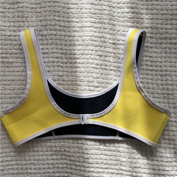 Hoaka Swimwear yellow‎ bikini  with contrast white trim L - Picture 3 of 10